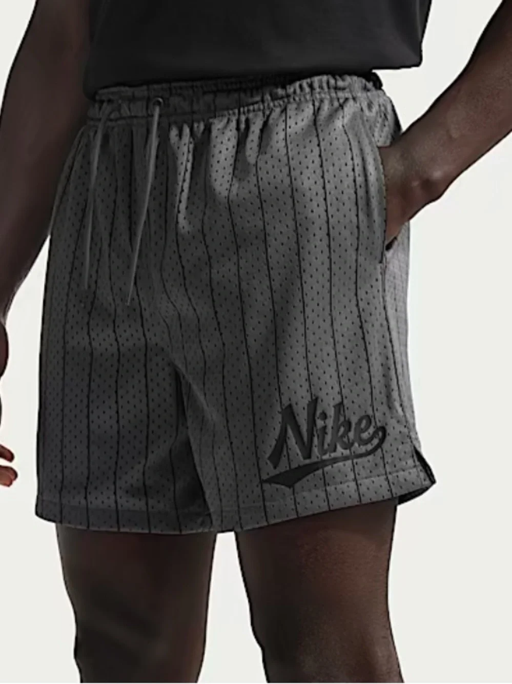 Nike Men's Gray Pinstripe Mesh Athletic Shorts